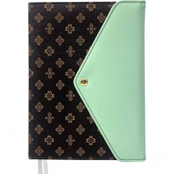 Ежедневник А5 145*205 мм, недатир. deVENTE Selena 320 стр, крем.бум.,тв.обл., КОРИЧНЕВЫЙ с мятным арт.2234435