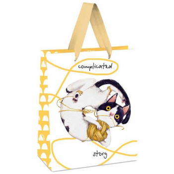 Пакет подарочный 18х23х10см MESHU Complicated story, белый крафт арт.MS_45706