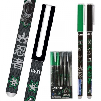 Ручка гелевая deVENTE, d=0,5 мм, Пиши-стирай Ninja Warrior, с ластиком, ассорти, СИНЯЯ арт.5051368