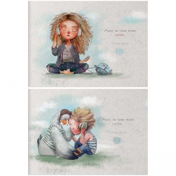 Тетрадь для нот А5 24л., горизонтальная на скрепке BG Музыка для души арт.ТН5ск24 12424