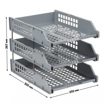 Лоток горизонтальный СТАММ Strong, набор 3 шт., на метал. стержнях, серый арт.ЛТГ-63794 Лоток горизонтальный СТАММ Strong, набор 3 шт., на метал. стержнях, серый арт.ЛТГ-63794