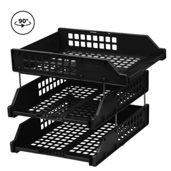 Лоток горизонтальный СТАММ Strong, набор 3 шт., на метал. стержнях, черный арт.ЛТГ-63795 Лоток горизонтальный СТАММ Strong, набор 3 шт., на метал. стержнях, черный арт.ЛТГ-63795