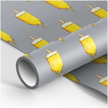 Бумага подарочная 70*100см,  MESHU Мороженое в рулонах, 80 г/м2, 1 лист, глянцевая арт.MS_53469