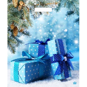 Мешок  новогодний 45х38см ПВД 60мкм ламинированный с вырубной ручкой, Подарки зимы арт.н00245520