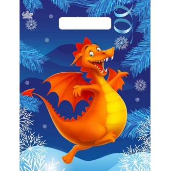 Мешок  новогодний 30х23см ПВД 30мкм с вырубной неукрепленной ручкой, Дракоша арт.н00246130 Мешок  новогодний 30х23см ПВД 30мкм с вырубной неукрепленной ручкой, Дракоша арт.н00246130