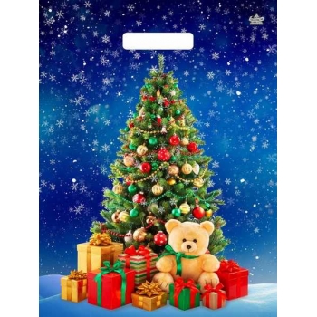 Мешок  новогодний 40х31см ПВД 60мкм ламинированный с вырубной ручкой, Магия торжества арт.н00245475