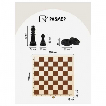 Игра настольная   ТРИ СОВЫ Шахматы,шашки (набор 2 в 1),обиходные пластик.с деревянной доской 290*290*20мм арт.НИ_47879
