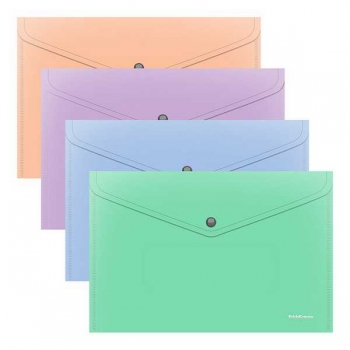 Папка-конверт А4 на кнопке ErichKrause Matt Pastel Bloom, 180мкм, непрозрачная, ассорти арт.61141
