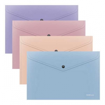 Папка-конверт А4 на кнопке ErichKrause Soft Manga, 180мкм, непрозрачная, ассорти арт.61145