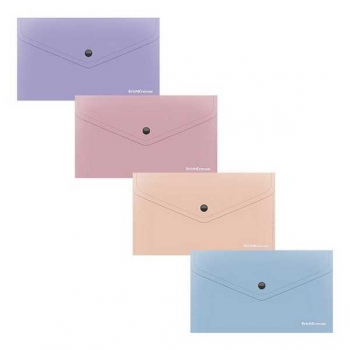 Папка-конверт С6 (225*130) на кнопке ErichKrause Soft Manga, 180мкм,  непрозрачная, ассорти арт.61148