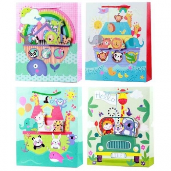 Пакет подарочный 18x23x8 см бумажный deVENTE Cartoons 210 г/м2, ассорти 4 цв арт.9041285