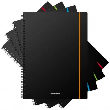 Тетрадь А4 80л в клетку на спирали ErichKrause Accent, пластиковая обложка., на резинке, ассорти арт.53142