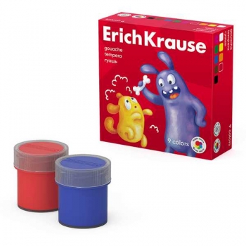 Гуашь ErichKrause Jolly Friends  9 цветов по 20 мл  арт.61414 Гуашь ErichKrause Jolly Friends  9 цветов по 20 мл  арт.61414