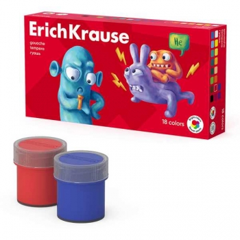 Гуашь ErichKrause Jolly Friends 18 цветов по 20 мл  арт.61416 Гуашь ErichKrause Jolly Friends 18 цветов по 20 мл  арт.61416