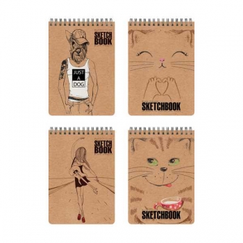 Скетчбук-блокнот 185*250мм 80л. на гребне Bruno Visconti SKETCHBOOK, 125г/м2, крафт, 4 вида арт.1-552/03