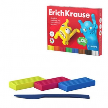 Пластилин ErichKrause Jolly Friends 08 цв. 144 г, со стеком арт.61345 Пластилин ErichKrause Jolly Friends 08 цв. 144 г, со стеком арт.61345