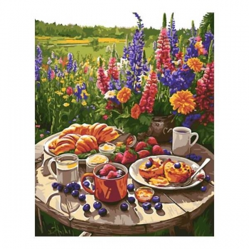 Набор для рисования по номерам, картина 41х51 см Пикник (холст на подрамнике, краски, кисть) арт.Рх-153