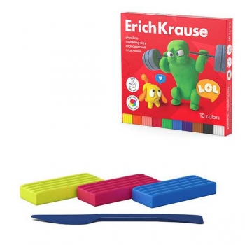 Пластилин ErichKrause Jolly Friends 10 цв. 180 г, со стеком  арт.61346 Пластилин ErichKrause Jolly Friends 10 цв. 180 г, со стеком  арт.61346