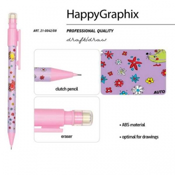 Карандаш автоматический 0.7мм Bruno Visconti HappyGraphix. Ежики с ластиком арт.21-0042/08