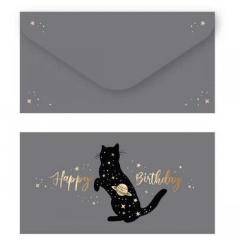 Конверт для денег 85*164мм MESHU Happy Birthday. Space Cat, мат. ламинация, фольга арт.MS_55119 Конверт для денег 85*164мм MESHU Happy Birthday. Space Cat, мат. ламинация, фольга арт.MS_55119