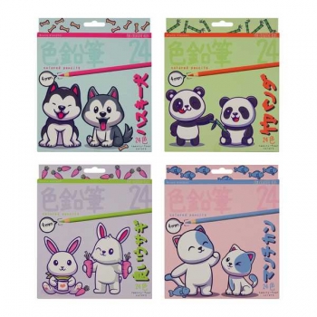 Карандаши Bruno Visconti   24цв KAWAII ANIMALS пластиковые, трехгранные, 4 вида, в картонной уп. арт.30-0129