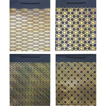Пакет подарочный 18x23x8 см бумажный deVENTE Black  Gold 210 г/м2, ассорти 4 цв арт.9041409