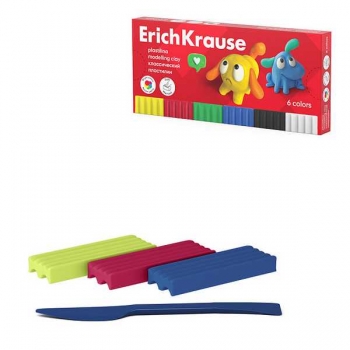 Пластилин ErichKrause Jolly Friends 06 цв.108 г, со стеком арт.61344 Пластилин ErichKrause Jolly Friends 06 цв.108 г, со стеком арт.61344