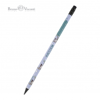 Карандаш Bruno Visconti HB ч/гр. с ластиком Kids Color. Енот,трехгранный,пластик. корпус арт.21-0072/07