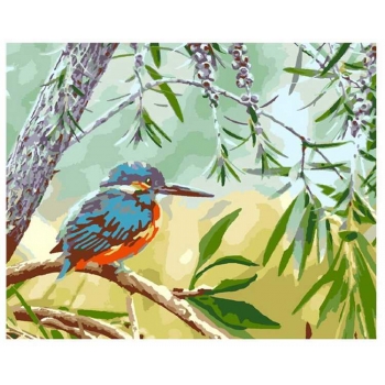 Набор для рисования по номерам, картина 41х50 см Маленькая птичка (основа на карт, краски, кисть) арт.Кпн-218