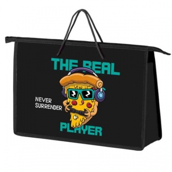 Папка А4 с ручками, пластик, широкая боковинка арт.ПТ-15-4 Пицца геймер Папка А4 с ручками, пластик, широкая боковинка арт.ПТ-15-4 Пицца геймер