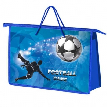 Папка А4 с ручками, пластик, широкая боковинка арт.ПТ-15-4 Футбол на синем