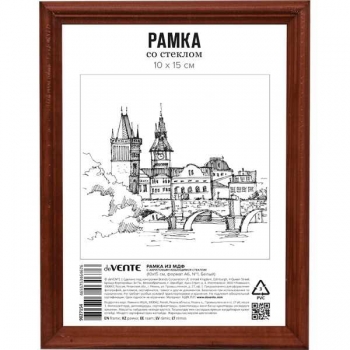 Фоторамка deVENTE деревянная (МДФ), 10*15см, профиль №1, цвет итальянский орех, акриловое стекло арт.9027155