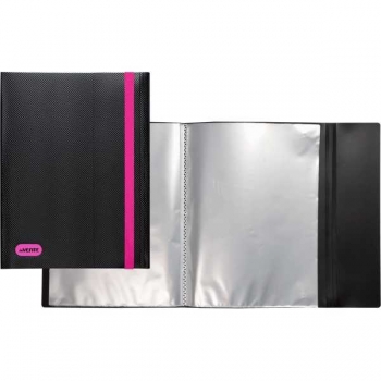 Папка  А4 с 20 вкл. deVENTE Monochrome, 500 мкм, рельефная фактура на резинке, черный с неон. розовым арт. 3101022 Папка  А4 с 20 вкл. deVENTE Monochrome, 500 мкм, рельефная фактура на резинке, черный с неон. розовым арт. 3101022