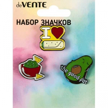 Набор значков deVENTE Avocado эмалированные (3 шт), р-р карточки 7,0*9,5см арт.8092121 Набор значков deVENTE Avocado эмалированные (3 шт), р-р карточки 7,0*9,5см арт.8092121