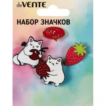 Набор значков deVENTE CAT me! эмалированные (4 шт), р-р карточки 7,0*9,5см арт.8092117 Набор значков deVENTE CAT me! эмалированные (4 шт), р-р карточки 7,0*9,5см арт.8092117