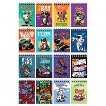 Блокнот А7 40л на гребне BG МИКС для мальчиков в клетку арт.Б7гр40 12756