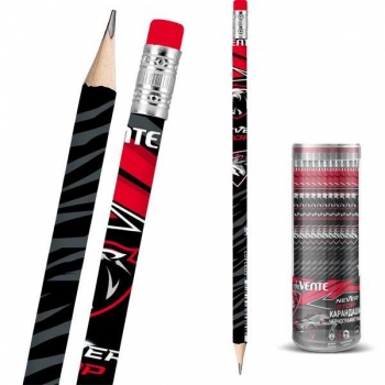 Карандаш deVENTE HB ч/гр. с ластиком, Never Stop, трехгранный, заточенный арт.5032407