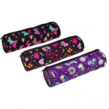 Пенал мягкий тубус 210х60х60 Attomex Candy Shop текстильный с рис., 3 дизайна ассорт арт.7025400