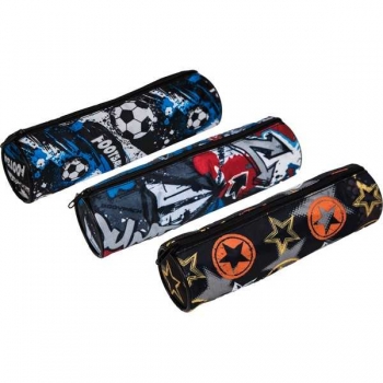 Пенал мягкий тубус 200х60х60 Attomex Football текстильный с рис., 3 дизайна ассорти арт.7025403