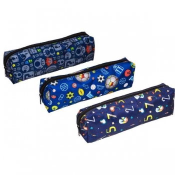 Пенал мягкий прямоугольный 200х70х35 Attomex School Boy, текстильный с рис., ассорти 3 дизайна арт.7025405