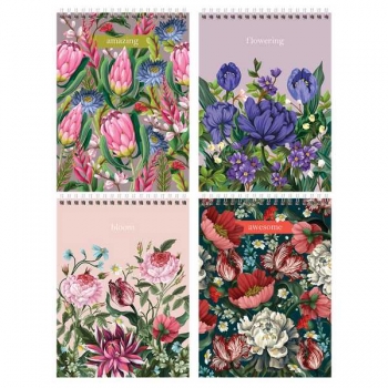 Блокнот А5 60л на гребне BG Цветочное танго в клетку, обложка мелованный картон арт.Б5гр60 12148