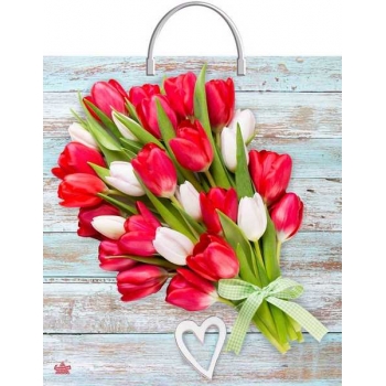 Мешок 44х40см ПВД 100мкм с пластиковой ручкой, Букет тюльпанов  арт.н00243053