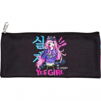 Пенал мягкий плоский 215х90х10мм Attomex Yes Girl, текстильный, на молнии арт.7024425