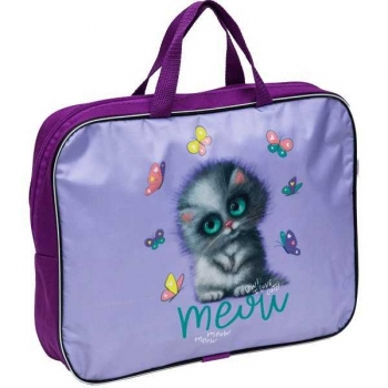 Папка А4 с ручками, текстильная 35х27х7 см Attomex Meow Cat, с текстильн. расширением 7 см, на молнии, арт.3076400