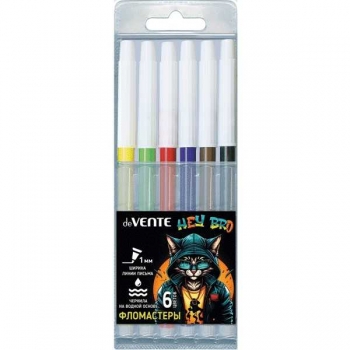 Фломастеры deVENTE 06 цв. в пластиковой упаковке Hey Bro арт.5080418