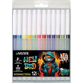 Фломастеры deVENTE 12 цв. в пластиковой упаковке Hey Bro арт.5081418
