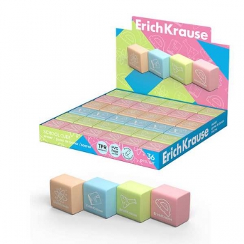 Ластик ErichKrause School cube ассорти арт.60771