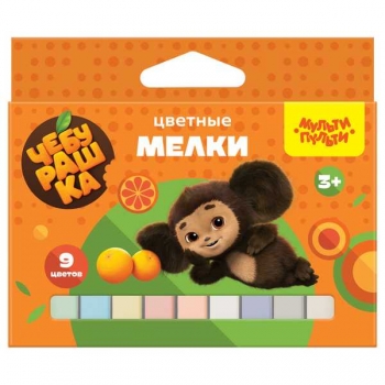 Мелки цветные 9 цв/наб. Мульти-Пульти Чебурашка, картонная коробка, европодвес арт.ЦМЧБ_53009