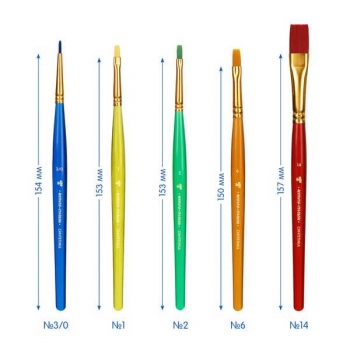 Набор кистей 05 шт Мульти-Пульти Чебурашка синтетика, кругл. № 3, плоск. № 2, 6, 14, овальн.№1, блистер арт.НКЧБ_53002