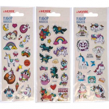 Наклейки объемные deVENTE   7*17см Unicorn, многоразовые, блистер арт.8004197